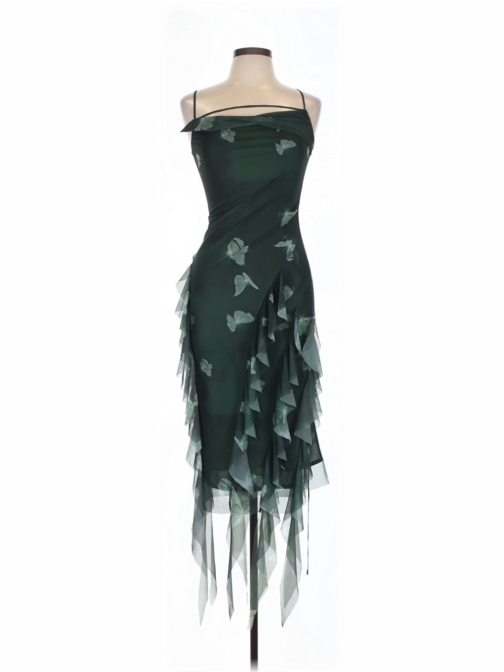 Green Butterfly Cocktail Dress - M/L - Custom Made